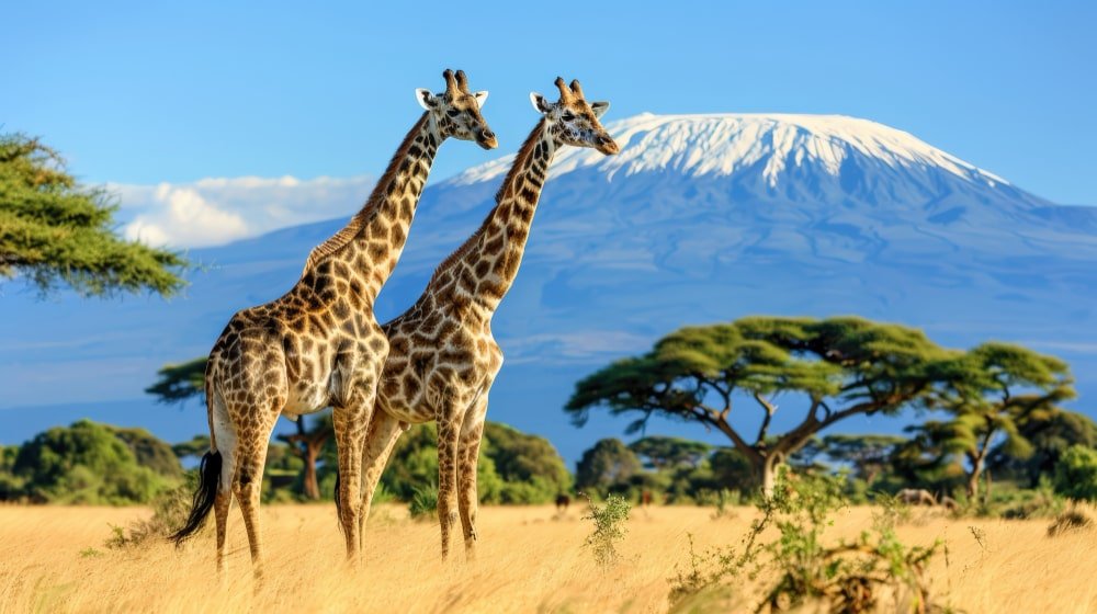 Giraffe with mount kilimanjaro background
